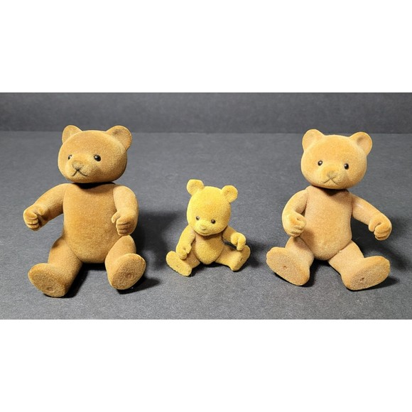 1980s Bear Family Simba Barenwald Baerenwald Calico dad mom baby felt animals - Picture 2 of 7